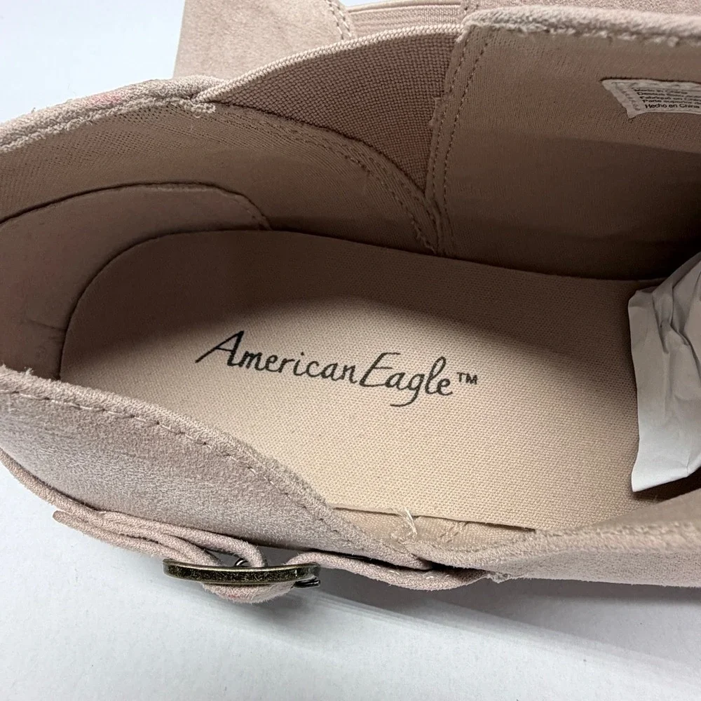 American Eagle Womens Blush Pink Faux Suede Cutout Ankle Booties Size 13